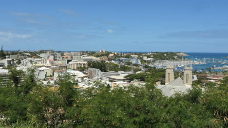 Vista-De-La-Ciudad-De-Nueva-Caledonia-Noumea-Con-Puerto-E-Iglesia