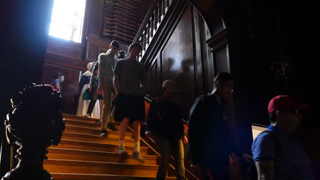 Virginia-Colonial-Williamsburg-People-Walk-Down-Stairs