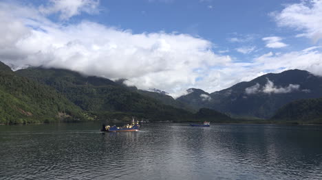 Chile-Puerto-Chacabuco-Boote-Und-Vogel