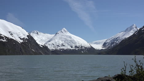 Alaska-Portage-Lake-Zoom-To-Snowy-Peak