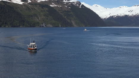 Alaska-Boot-Nähert-Sich-Weißer-Zoom-Heraus