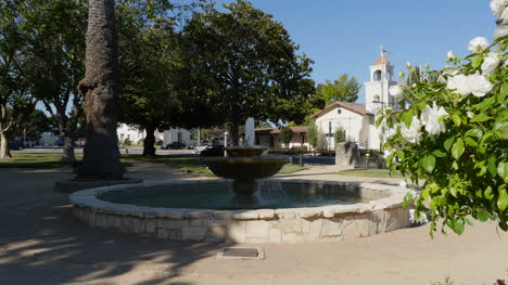 California-Santa-Cruz-Mission-Park-With-Fountain-And-Camelias