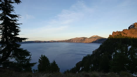 Oregon-Crater-Lake-Pan-Toward-Hill-In-Evening