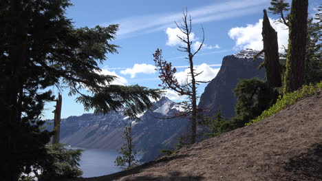 Vista-Del-Lago-Del-Cráter-De-Oregon-Con-árbol-Muerto