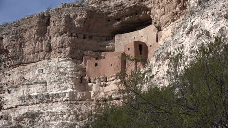 Arizona-Montezuma-Castle-With-Shrub-Zoom-Out