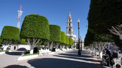 Mexico-San-Julian-Plaza-With-Benches-And-Church