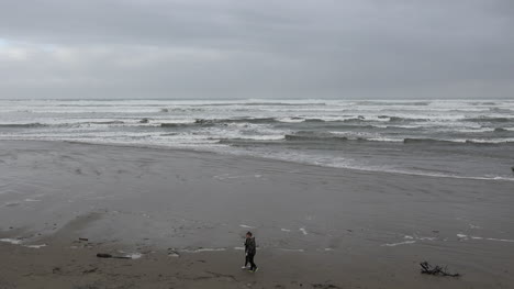 Oregon-Paar-Zu-Fuß-Auf-Strandpfanne