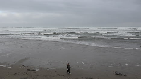 Oregon-Pareja-Caminando-En-La-Sartén-De-La-Playa