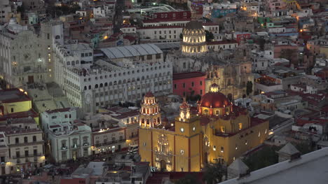 Mexico-Guanajuato-View-With-Yellow-Church-At-Night