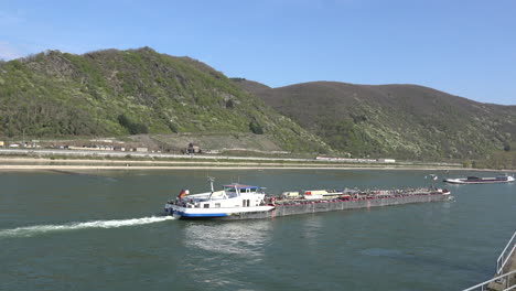 Germany-Barges-Move-Along-The-Rhine-In-The-Gorge