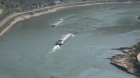 Germany-Barges-Pass-In-Rhine-Gorge