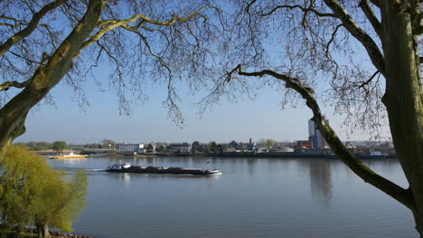 Netherlands-Schoonhoven-Coal-Barge-On-Lek-River