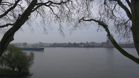 Netherlands-De-Lek-Several-Barges-Early-Morning-Time-Lapse
