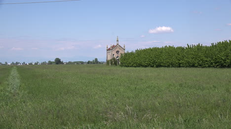 Italy-Small-Chapel-By-Grove-Of-Trees-Zooms-In