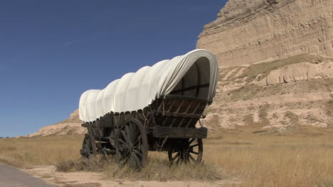 Nebraska-Planwagen-Geparkt-In-Scotts-Bluff