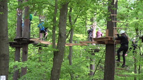 Austria-woman-climbs-to-zip-line-platform