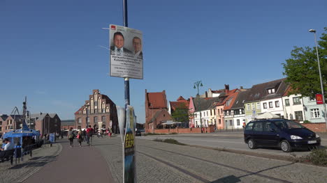 Germany-Wismar-traffic-and-election-poster
