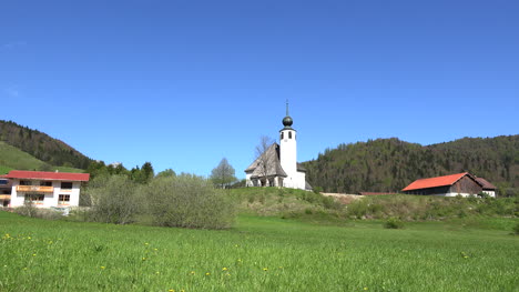 Germany-modern-church-on-a-hill-zooms-in