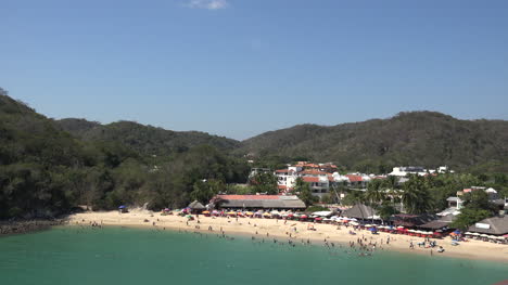 Mexico-Huatulco-looking-down-on-beach-and-town