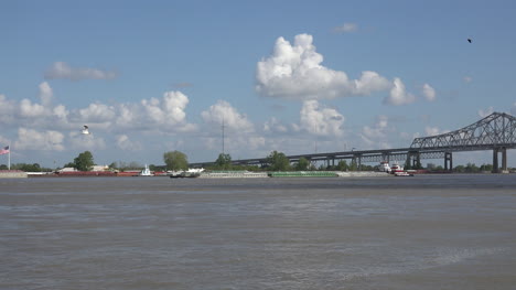 New-Orleans-Vögel-Lastkahn-Und-Brücke
