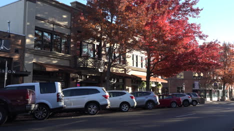 Oregon-cars-on-a-fall-street-in-Bend