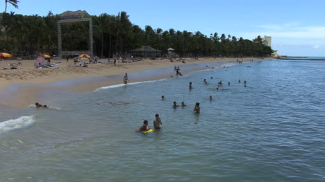 Nadadores-De-Waikiki-Cerca-De-La-Playa