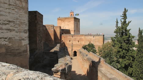 Spain-Andalucia-Alhambra-walkway-wall-and-blocky-tower-10