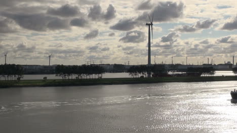 Netherlands-Rotterdam-low-profile-ship-and-wind-mill-5
