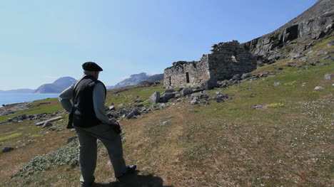 Greenland-Hvalso-Nordic-church-ruin-with-man