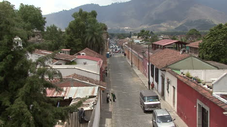 Guatemala-Antigua-looking-down-at-city-street