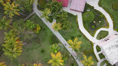 Aerial-drone-shot-of-Dominican-republic-at-a-resort-during-the-day