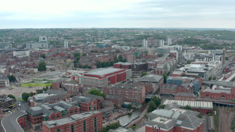 Rising-drone-shot-of-south-central-Nottingham-and-canal