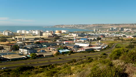 Vista-Panorámica-De-La-Bahía-De-Mossel-De-La-Ciudad-Portuaria-Y-Zona-Industrial-Llamada-Voorbaai