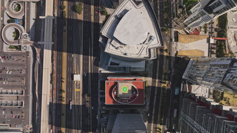 Mexico-City-Aerial-v71-vertical-top-down-view,-drone-flyover-highway-la-marquesa-and-santa-fe-avenue-capturing-roadway-traffics-and-building-towers---Shot-with-Mavic-3-Cine---January-2022