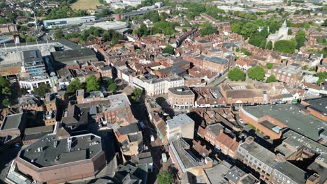 HIgh-Point-of-view-Aylesbury-Buckinghamshire,-UK-drone-aerial-view