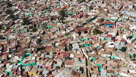 Old-Town-And-Its-Dense-Architecture-In-Harar,-Ethiopia---drone-shot