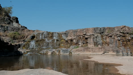 Picturesque-waterfall-scene-in-cloudless-sunny-day.-Static