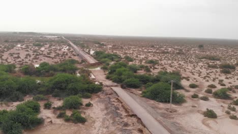 Drone-capture-the-aerial-view-of-the-Baluchistan's-road-is-being-wrecked-by-a-devastating-flood-following-Pakistan's-torrential-rainfall