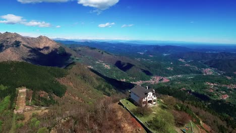 Drone-flight-over-and-around-a-church-on-a-mountain-1