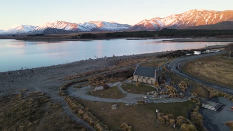 Iconic-historic-church-of-The-Good-Shepherd-on-Lake-Tekapo-shore