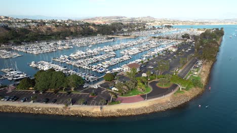 Rising-above-the-Marina-at-Dana-Point-to-view-the-scenic-area-of-San-Clemente,-California