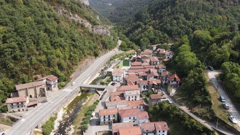 Drone-footage-above-the-town-of-Urzainqui-in-Spain