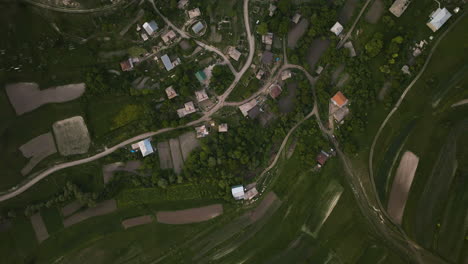 Overhead-View-Of-Small-Village-And-Rural-Fields-In-Georgia