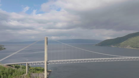 Drone-View-Of-Skjomen-Bridge-Across-Skjomen-Fjord-In-Narvik,-Norway