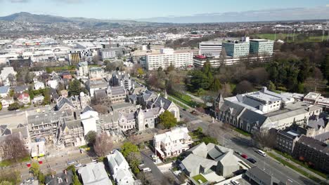 Hermoso-Paisaje-Urbano-De-Christchurch-En-órbita-Aérea