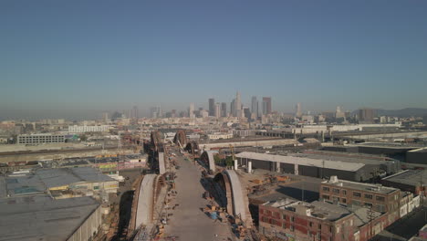 The-6th-Street-Bridge-in-Los-Angeles,-work-in-progress-shot