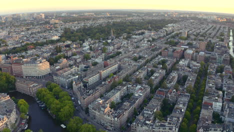 Drone-shot-over-Amsterdam-suburbs-Voldelpark