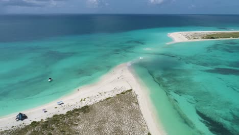 WONDERFUL-AERIAL-LANDSCAPE-turn-over-cayo-de-Agua-island,-caribbean-sea-Los-Roques