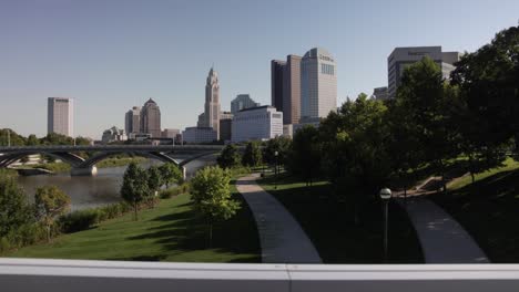 Columbus,-Ohio-skyline-with-gimbal-video-video-walking-sideways
