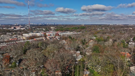 Atlanta-Aerial-v780-establishing-shot-low-level-flyover-inman-park-urban-neighborhood-towards-poncey-highland-capturing-residential-housing-area-at-daytime---Shot-with-Mavic-3-Cine---December-2021